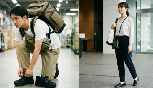 【靴・カバン完全ガイド】タイミーで怒られない足元＆バッグ選び！ロッカーなし現場の貴重品管理術も解説