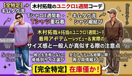 木村拓哉のユニクロ1週間コーデ着用アイテム一覧！実際のサイズ感と一般人が真似する際の注意点